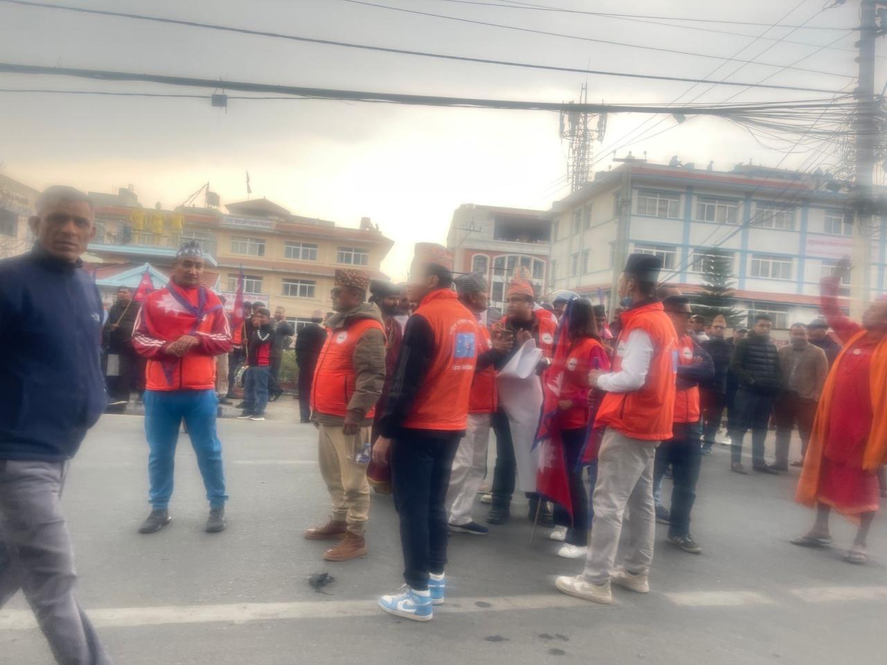 काठमाडौंमा राजावादीहरुले गरेको प्रदर्शनमा नेपाल मानव अधिकार संगठनको तर्फबाट मानवअधिकार अनुगमन